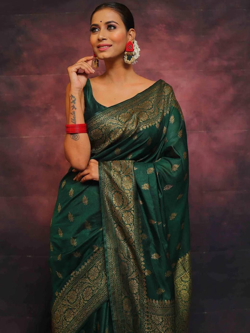 Bottle Green (Soft Art Silk Saree)