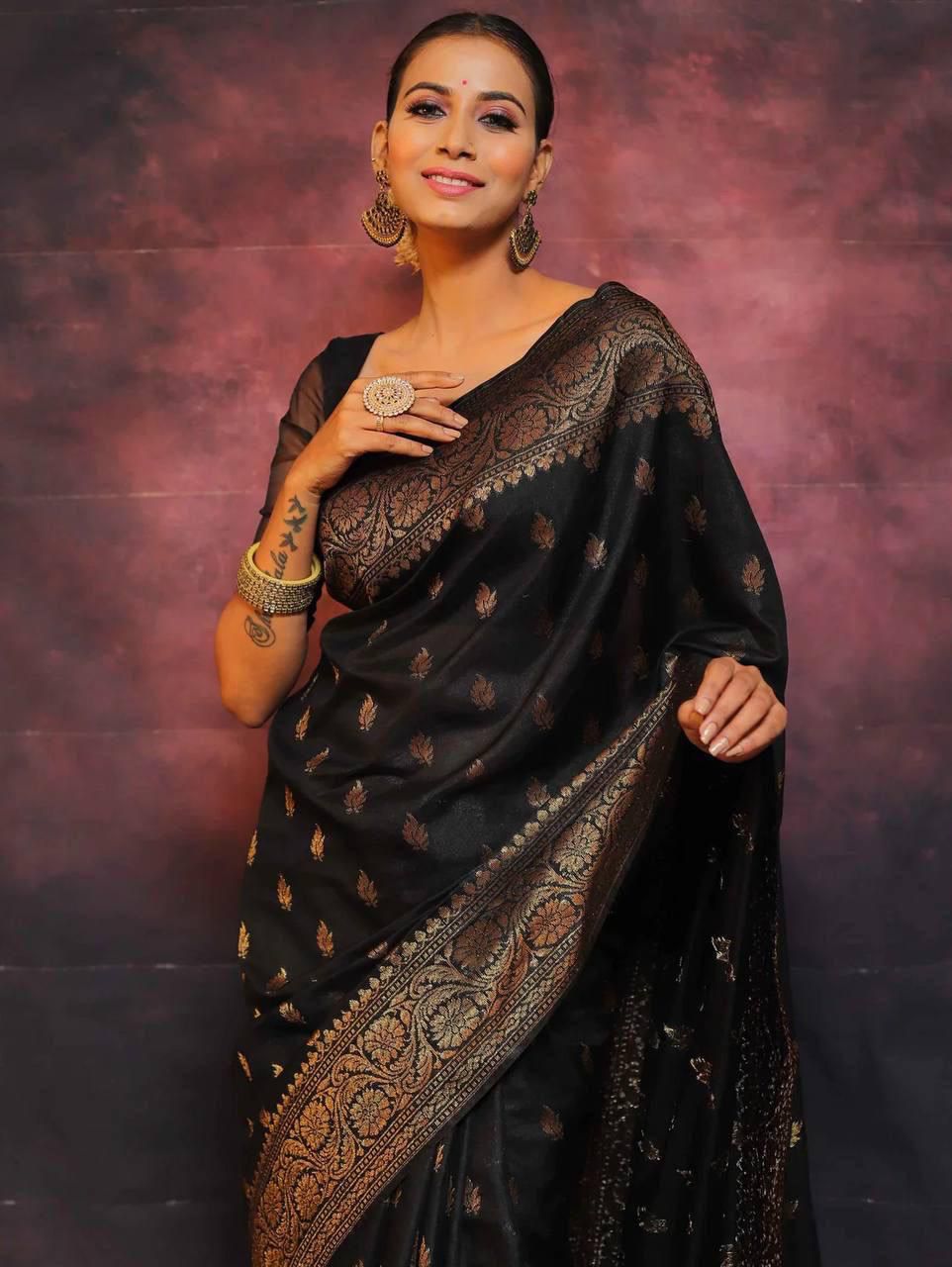 Black Silky (Soft Art Silk Saree)