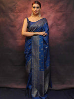 Load image into Gallery viewer, Blue Peacock Silky (Soft Art Silk Saree)
