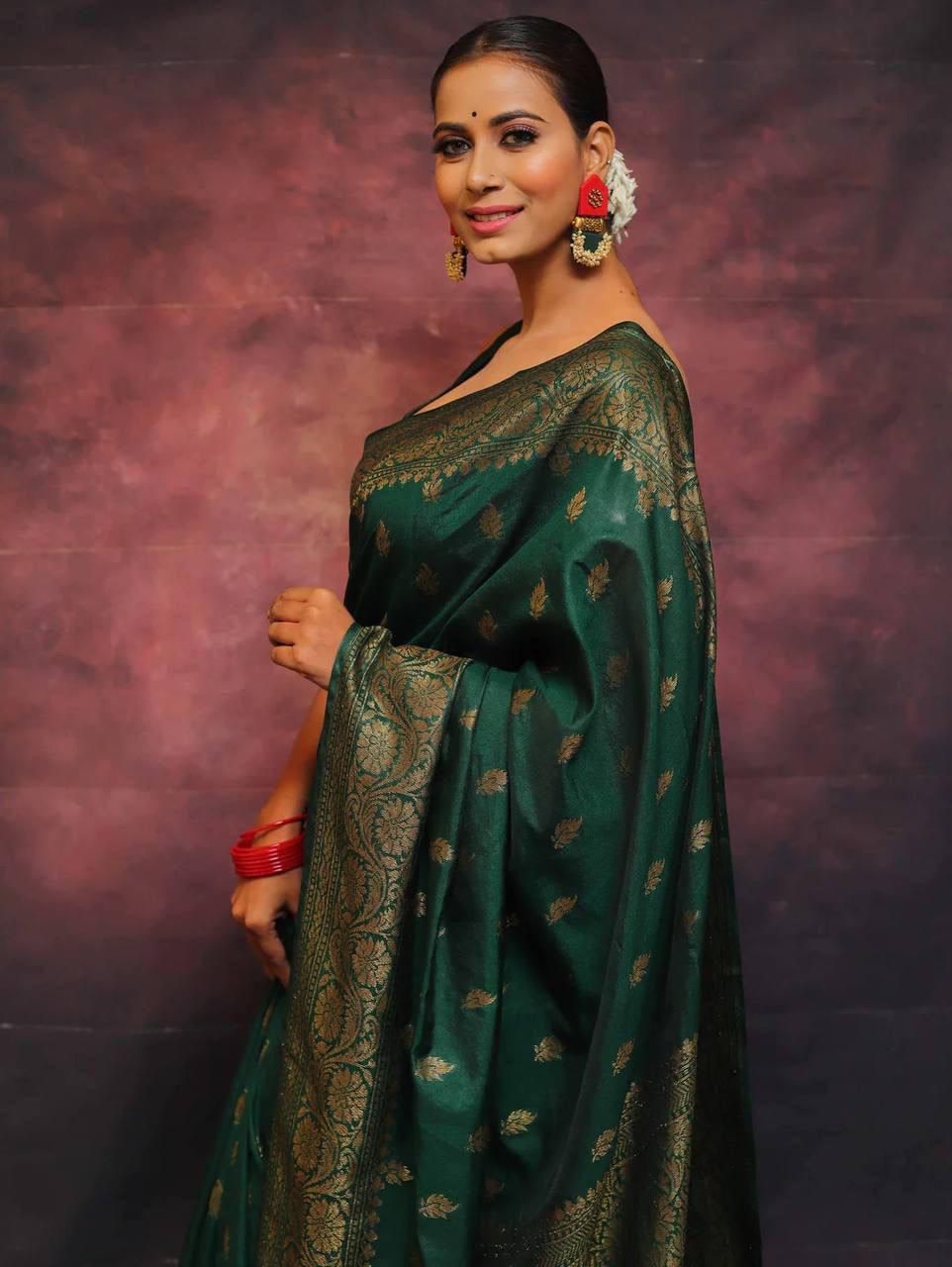 Bottle Green (Soft Art Silk Saree)