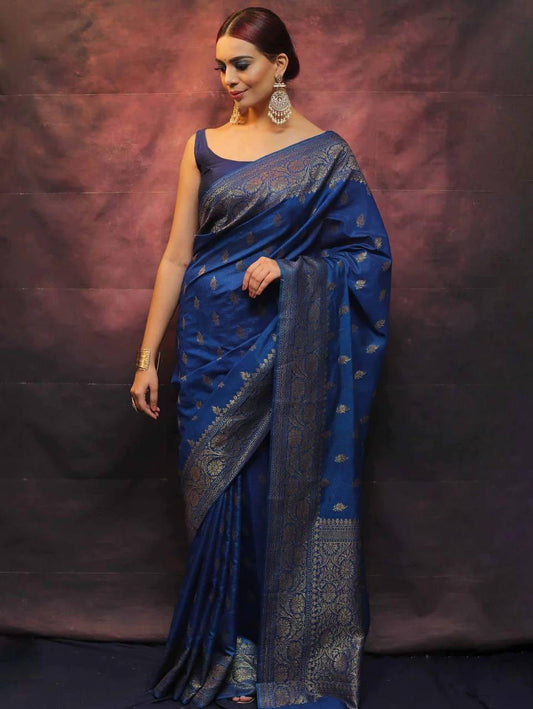 Blue Peacock Silky (Soft Art Silk Saree)