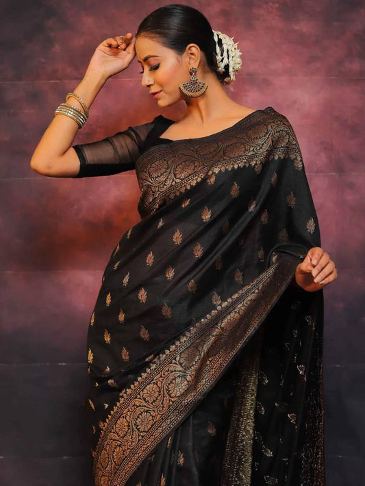 Black Silky (Soft Art Silk Saree)