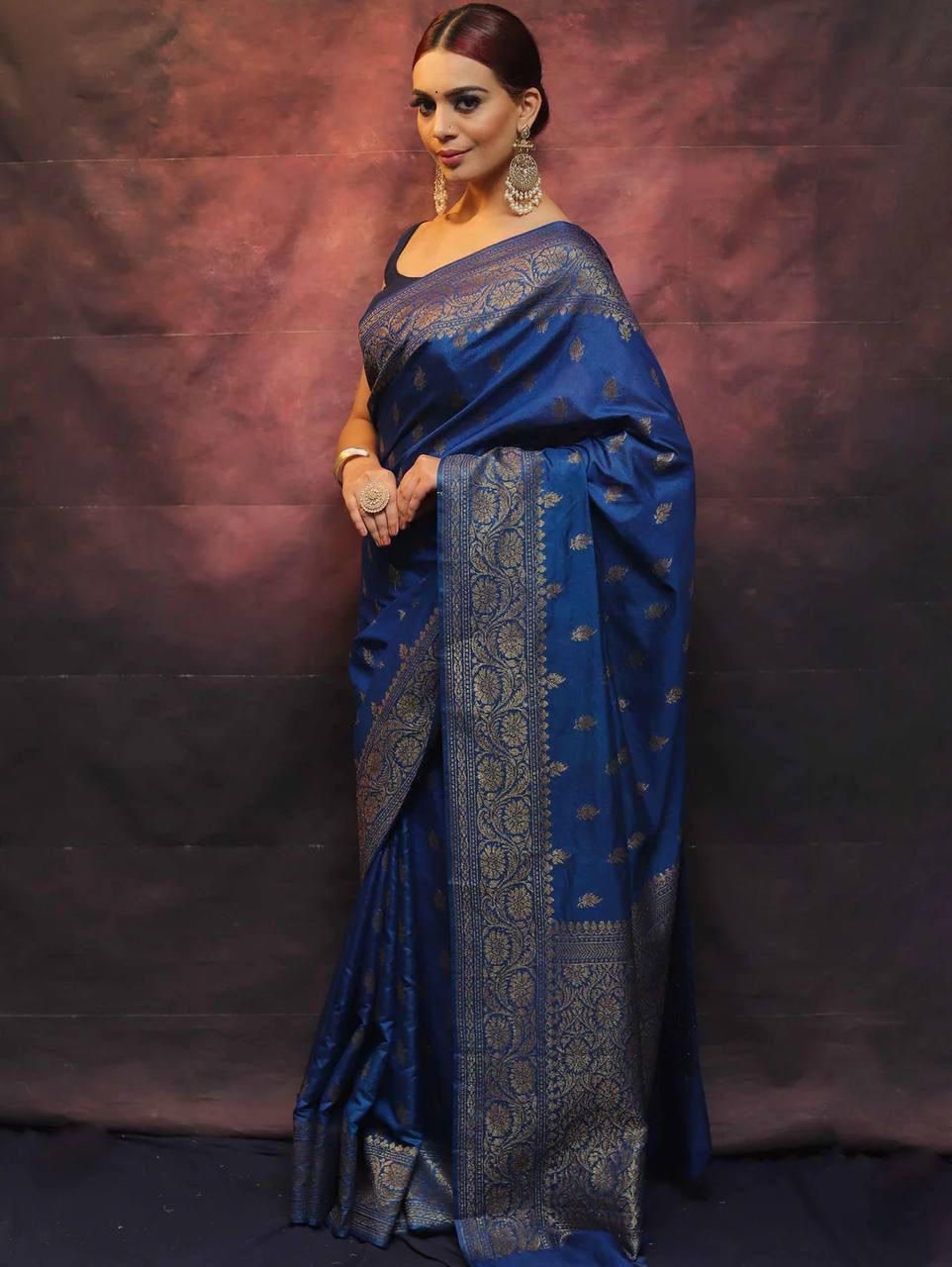 Blue Peacock Silky (Soft Art Silk Saree)