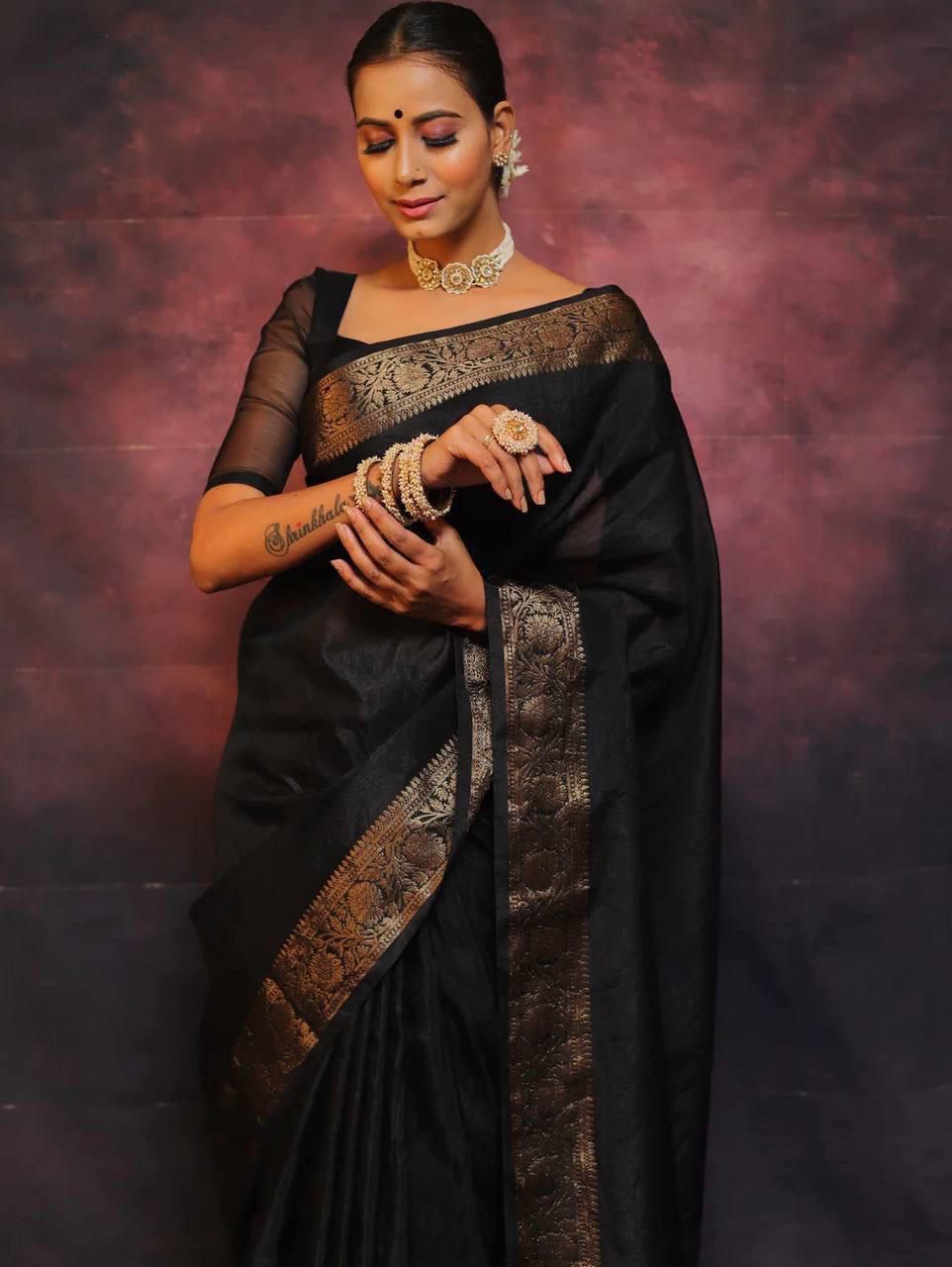 Black Silky (Soft Art Silk Saree)