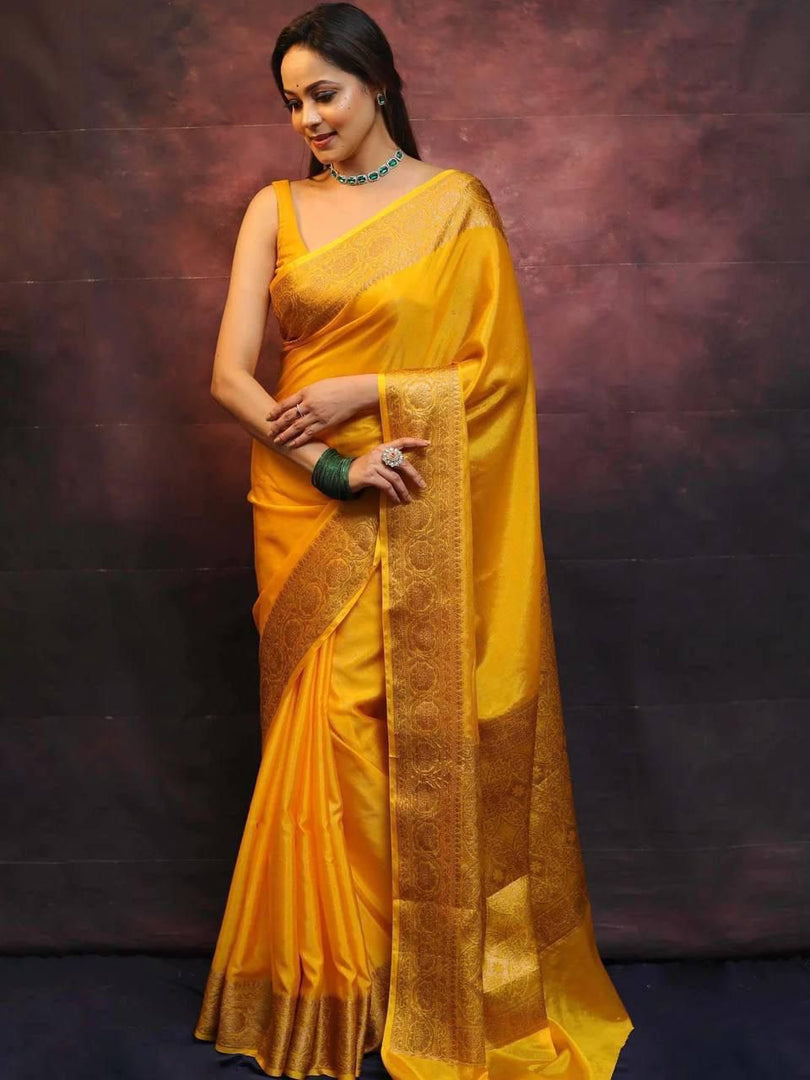 Golden Yellow (Soft Art Silk Saree)