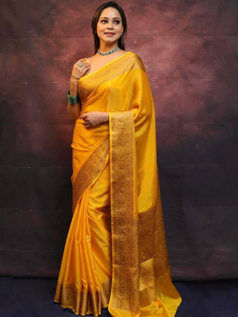 Golden Yellow (Soft Art Silk Saree)