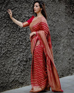 Load image into Gallery viewer, Red Stripes (Soft Art Silk Saree)
