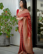 Load image into Gallery viewer, Red Stripes (Soft Art Silk Saree)
