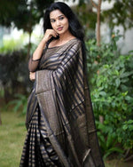 Load image into Gallery viewer, Brown Stripes (Soft Art Silk Saree)
