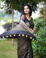 Load image into Gallery viewer, Brown Stripes (Soft Art Silk Saree)
