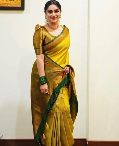 Yellow Silky (Soft Art Silk Saree)