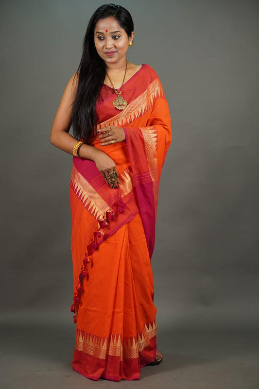 Orange Temple (Khadi Handloom Cotton)