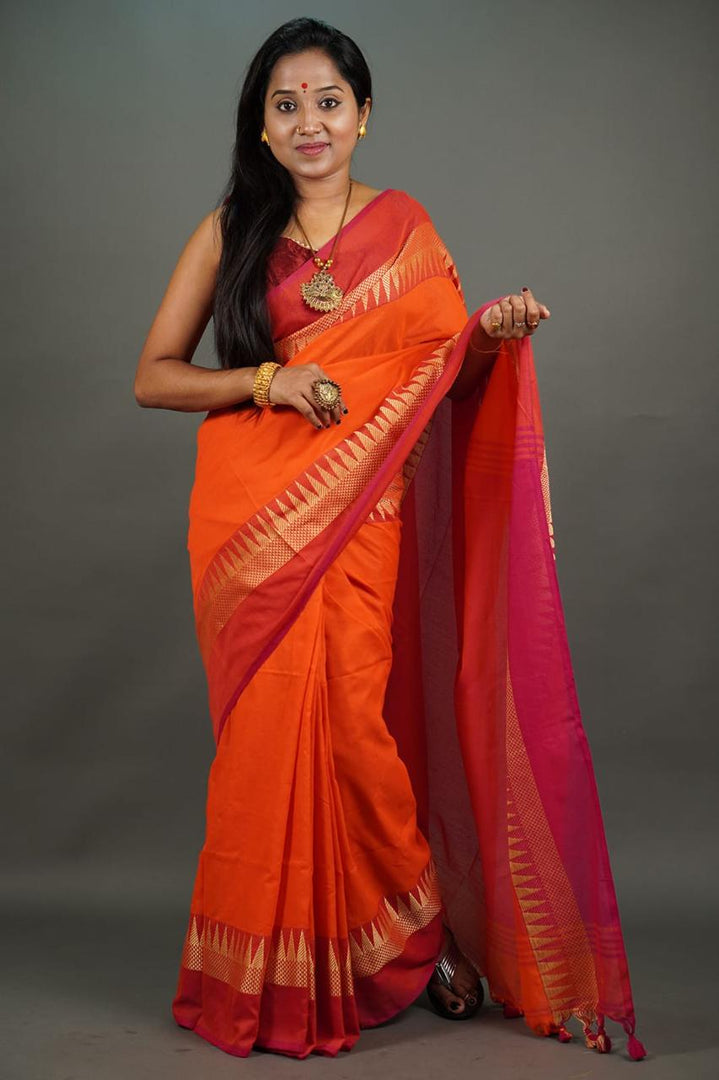 Orange Temple (Khadi Handloom Cotton)