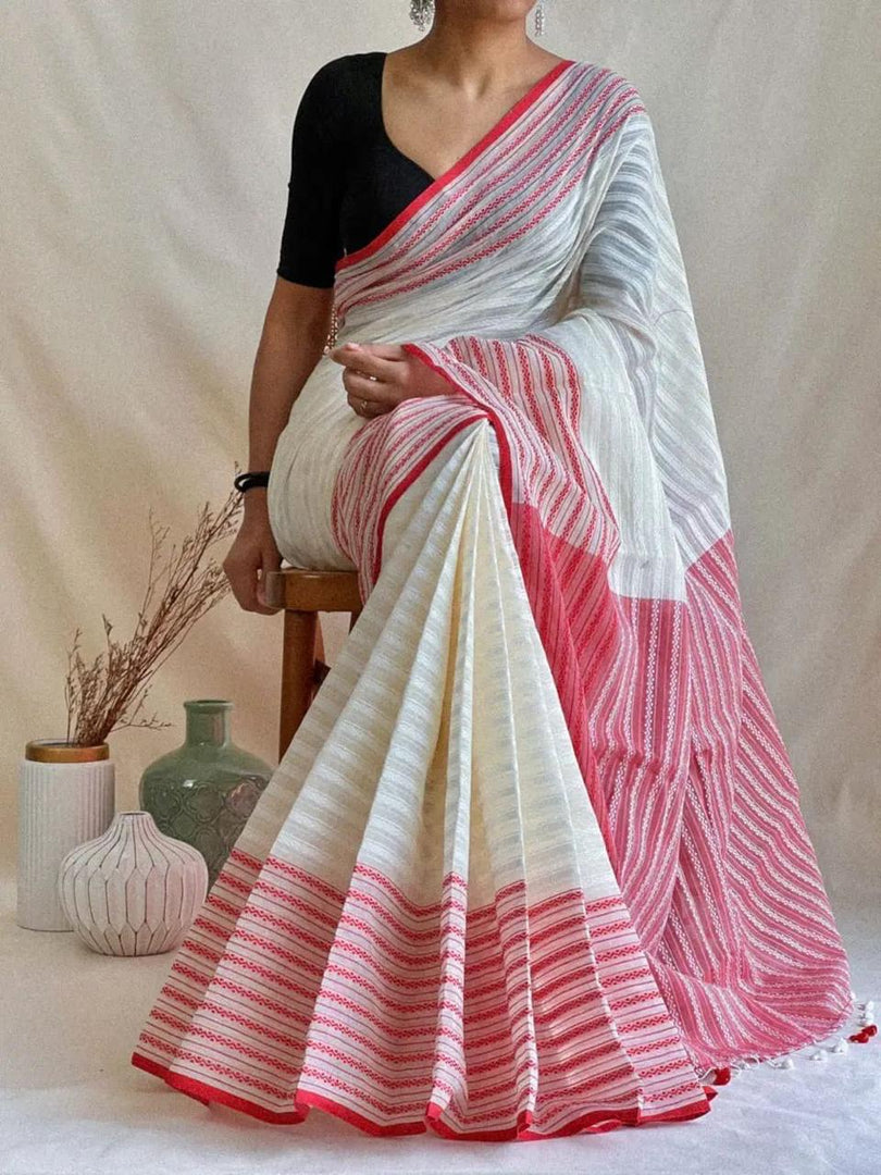 Red Stripes (Khadi Handloom Cotton)