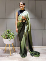 Load image into Gallery viewer, Green Essentials (1 Minute Ready To Wear Saree)
