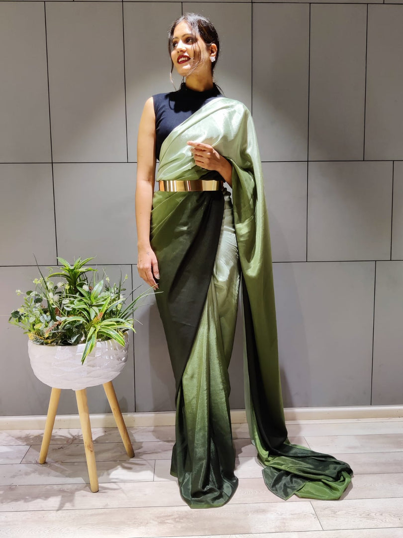 Green Essentials (1 Minute Ready To Wear Saree)