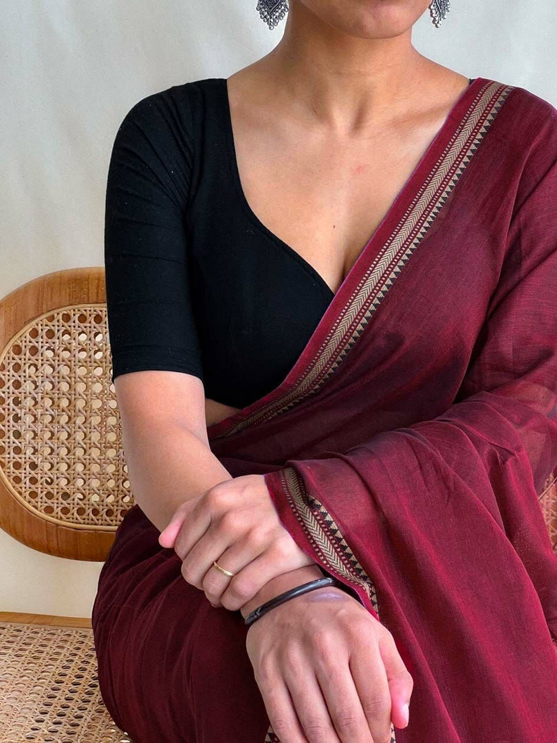 Dark Maroon (Narayanpet Handloom Cotton)