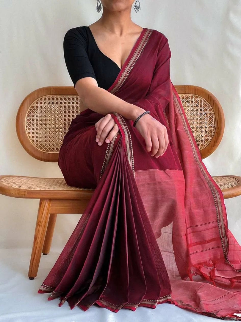 Dark Maroon (Narayanpet Handloom Cotton)