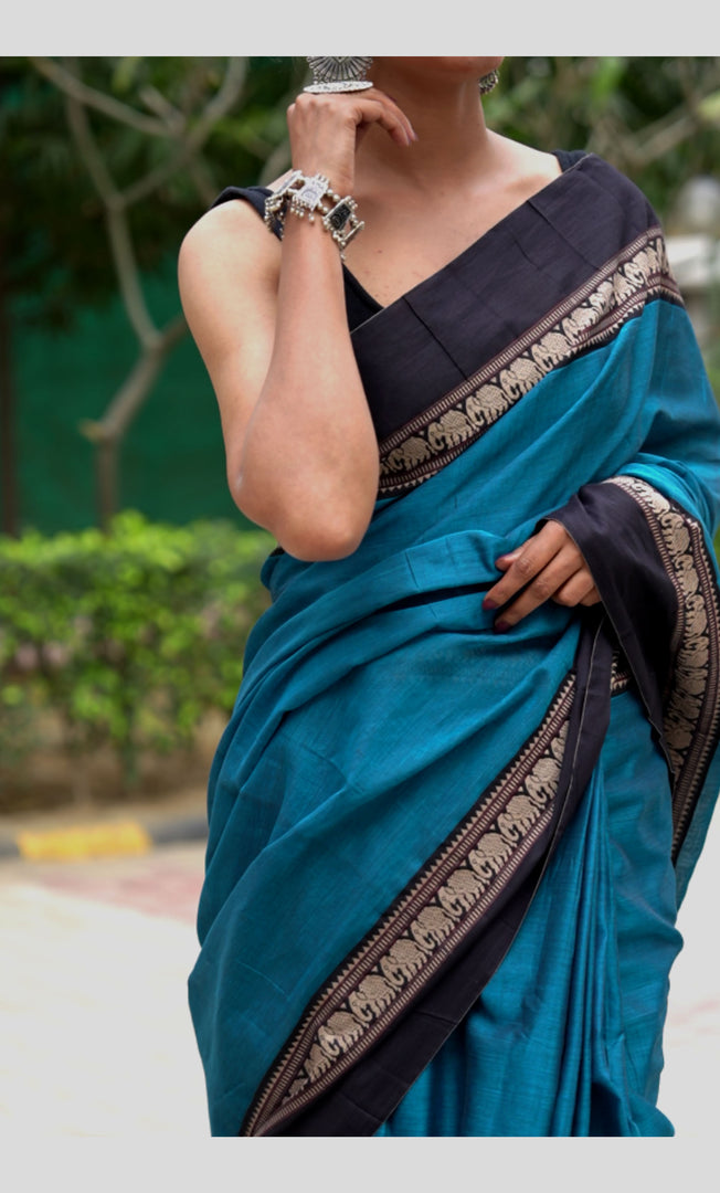 Blue Elephant - नीला हाथी (Premium Narayanpet Handloom Cotton)