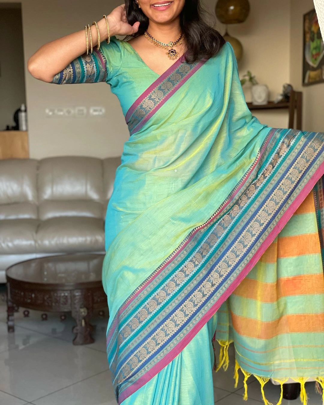 Peacock Teal (Narayanpet Handloom Pure Cotton)