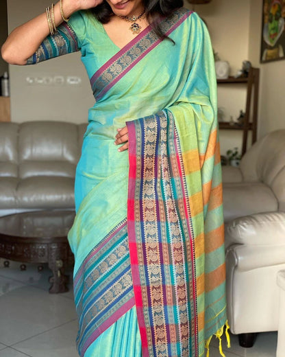 Peacock Teal (Narayanpet Handloom Pure Cotton)