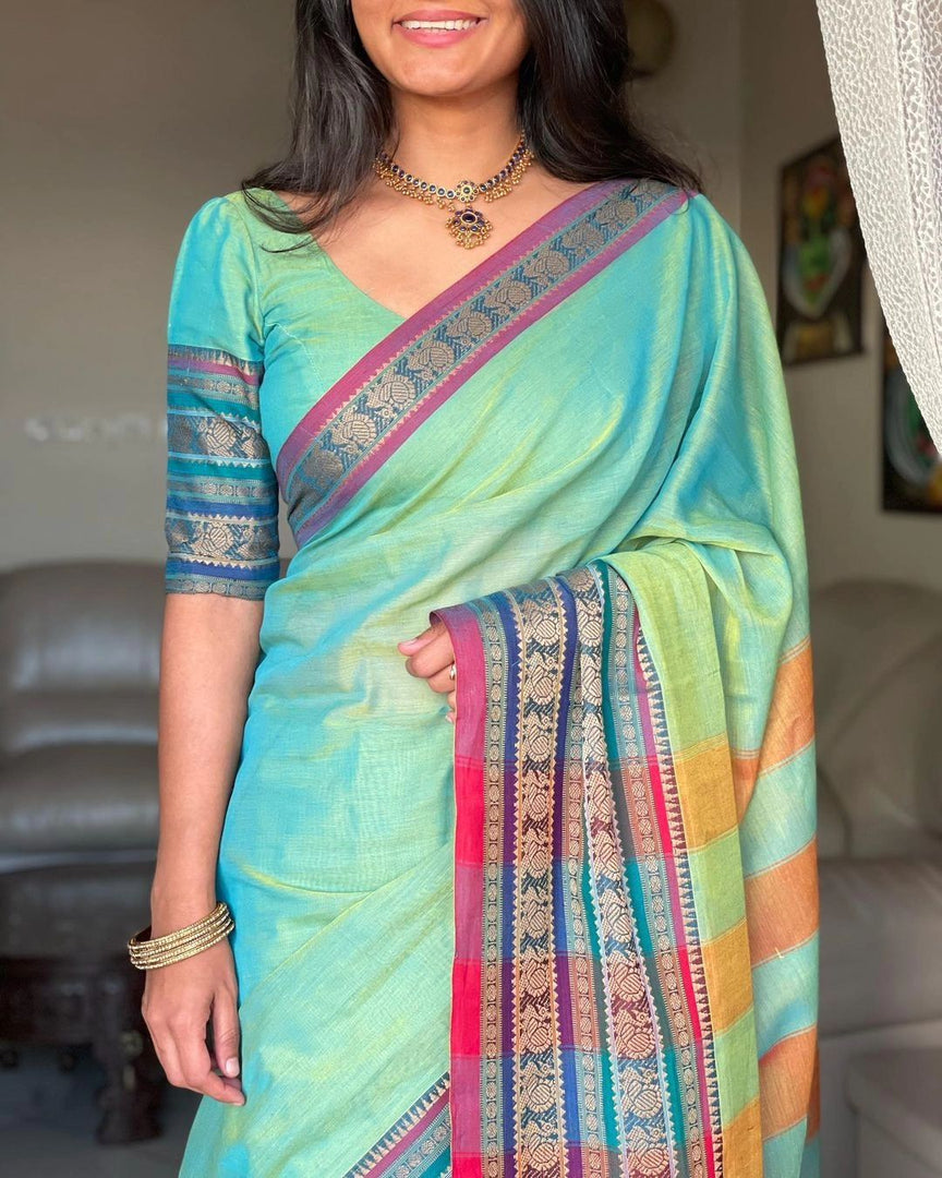 Peacock Teal (Narayanpet Handloom Pure Cotton)