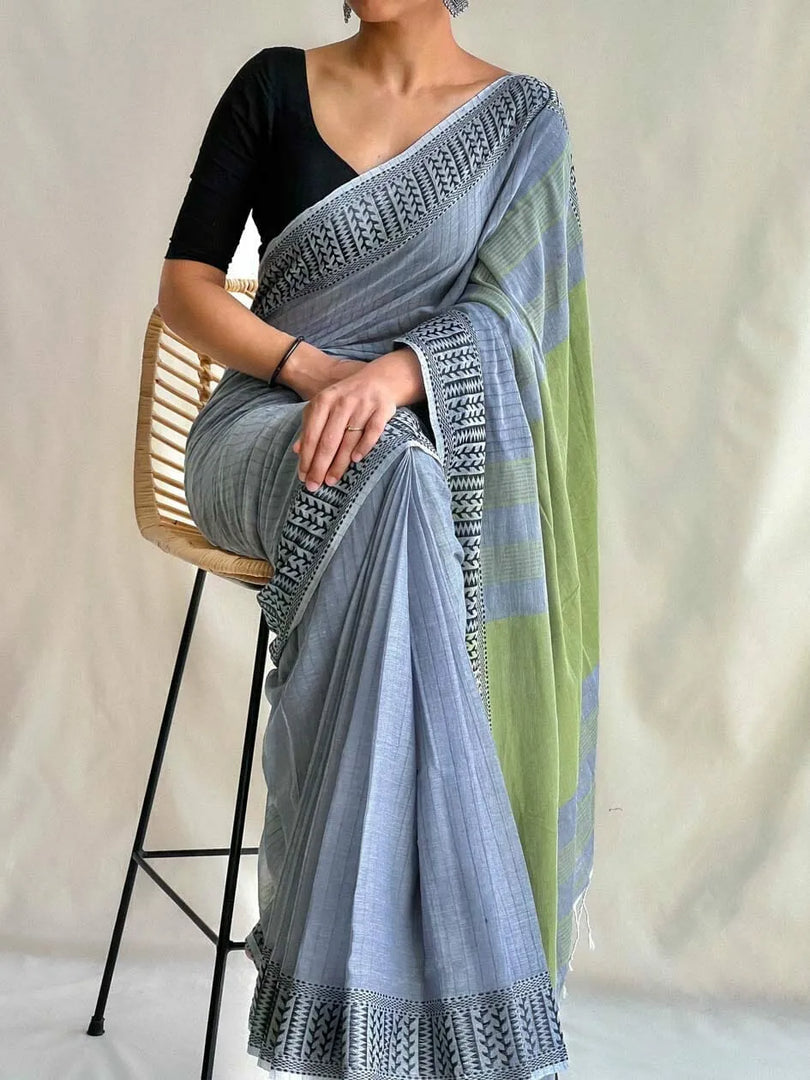 Grey and Green (Premium Khadi Handloom Cotton)