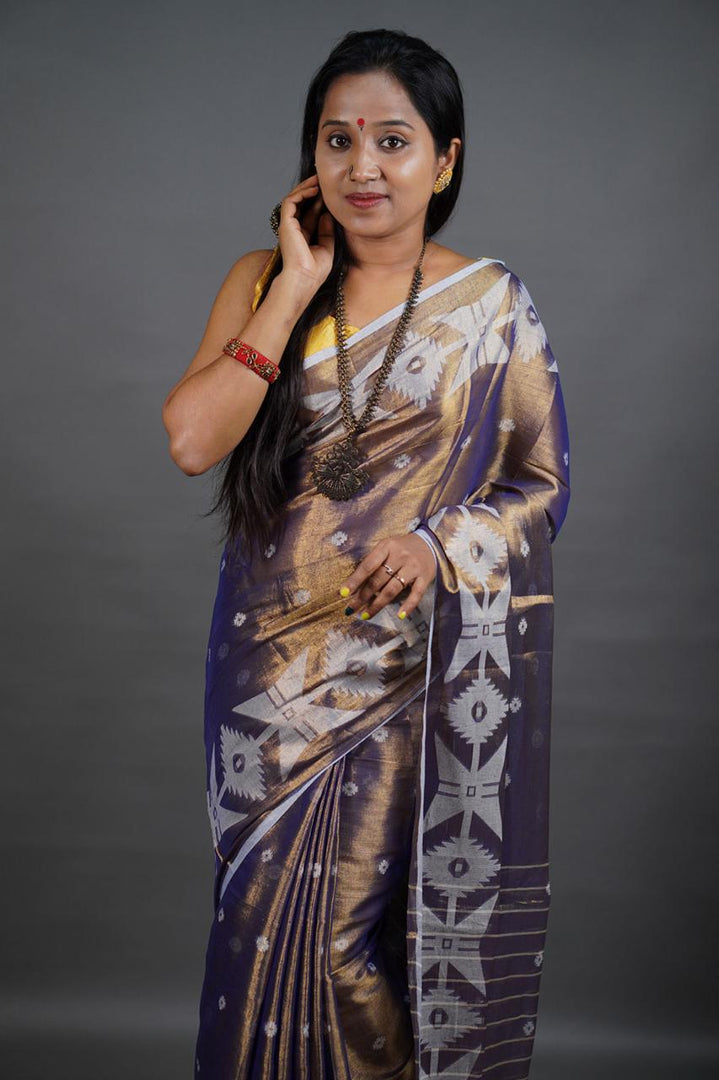 Purple Shine - (Pure Tissue Khadi Handloom Saree)