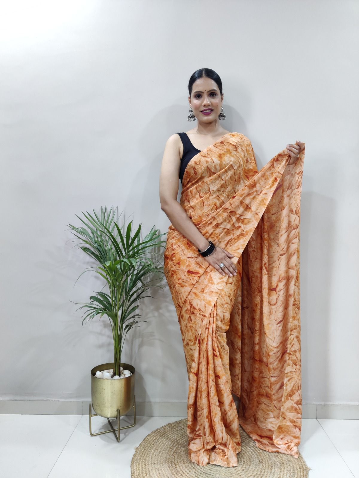 Orange (1 Minute Ready To Wear Saree)